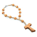 Catholic Town Religious Tau Cross 8mm Wood Beads Rosaries for car and truck rearview mirror ( ROSWOODC-IVR )