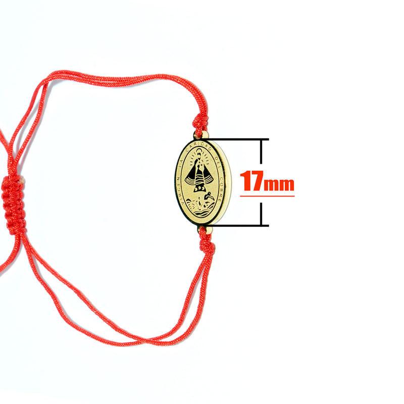 Catholic adjustable red cord with Stainless steel "Virgen de la Caridad del Cobre" medal (SSBCMH-RED)