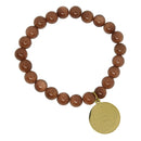 Catholic Town Bracelet with Stainless Steel Virgen de la Caridad del Cobre "Our Lady of Charity" medal with 8mm Goldstone beads (SSBCMVS-8)