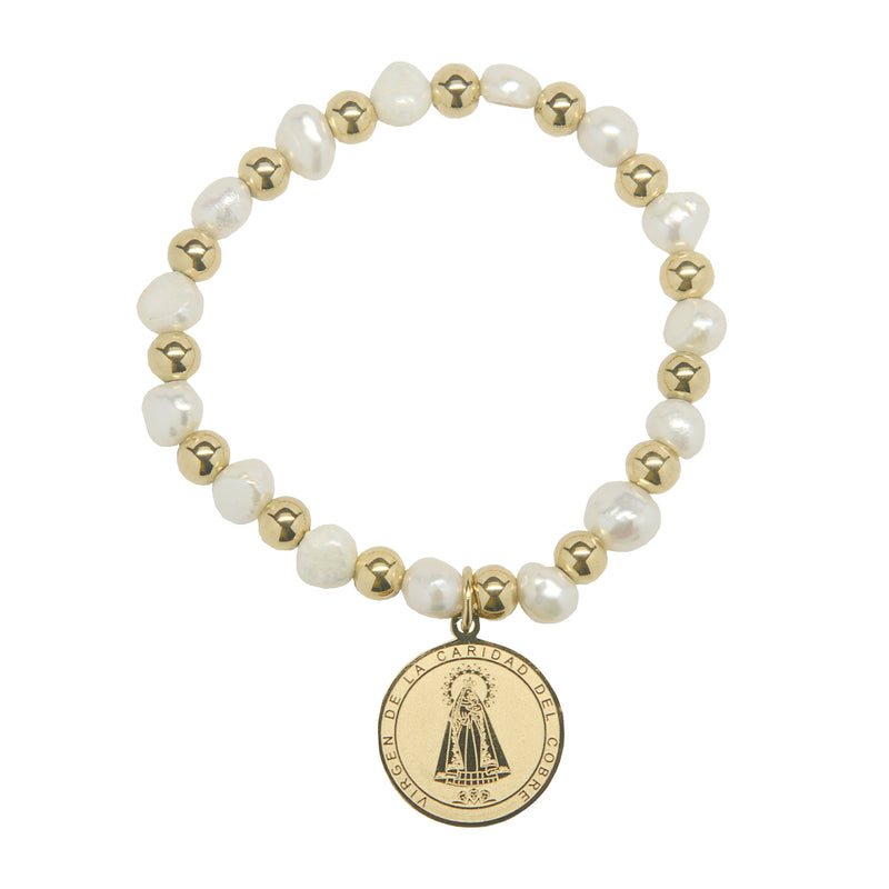 Virgen de la Caridad del Cobre Bracelet Stainless Steel Medal ( SSBCOMPM-WG )