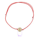 Catholic Town St Benedict inspirational adjustable red cord bracelet, available with Gold or Silver medals