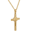 Catholic Saint Benedict Crucifix Pendant Stainless-Steel metal Available in Gold and Silver colors