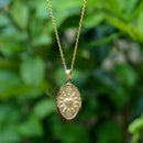 Catholic Town Divine Mercy and Sacred Heart of Jesus Double Sided Oval catholic pendant with chain ( Available in Gold and Silver colors )