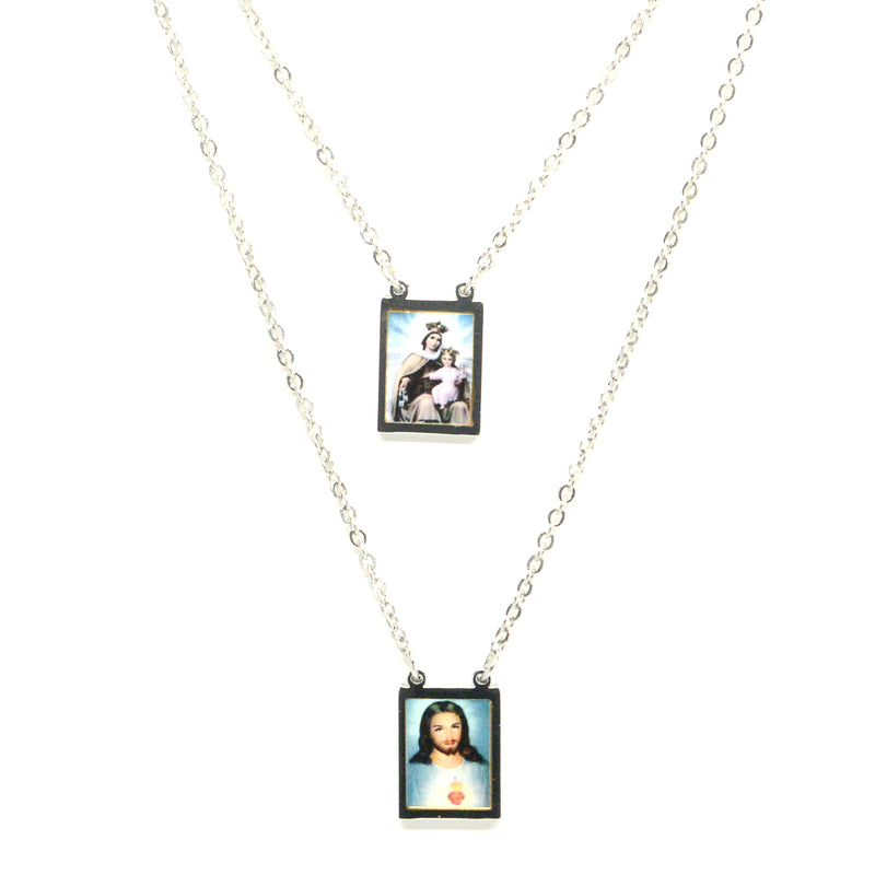 Sacred Heart of Jesus Christian and Our of Lady of Mount Carmel Stainless Steel Scapular