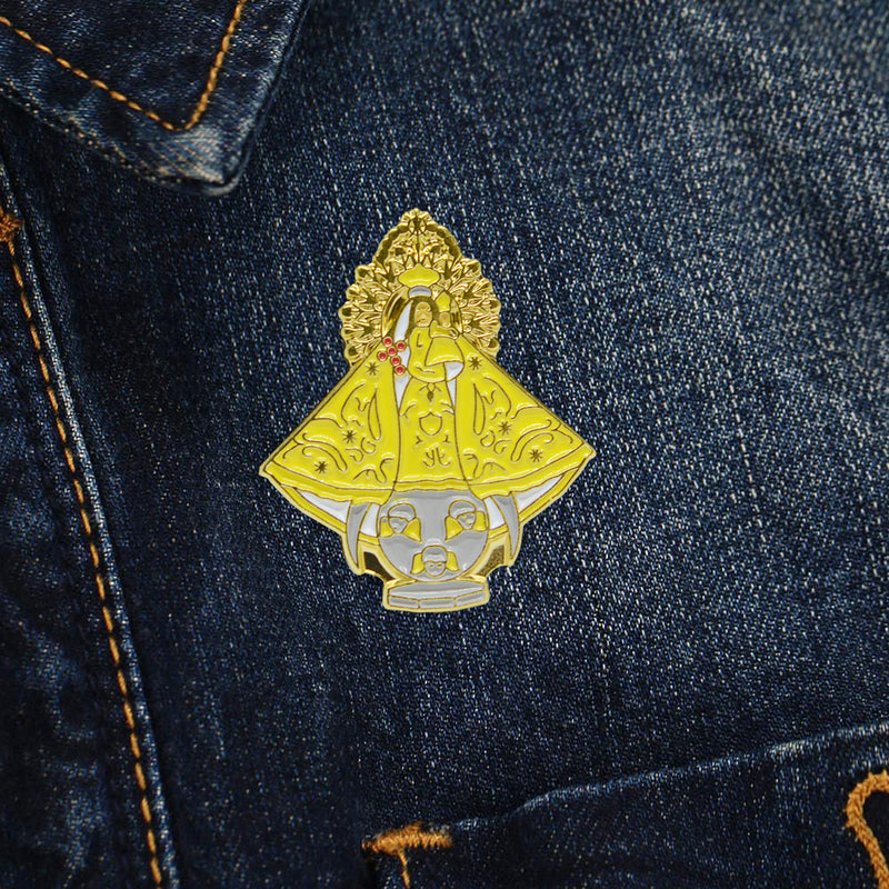 Catholic Virgen de la Caridad de Cobre Pin Small Gold Tone with Color (VCP-G)